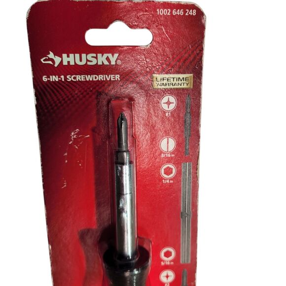 Husky 6-in-1 Screwdriver Clear Plastic Handle 1002-646-248 - Picture 2 of 6